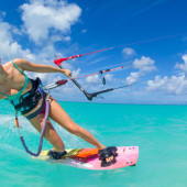 Maika Monroe kiteboarding